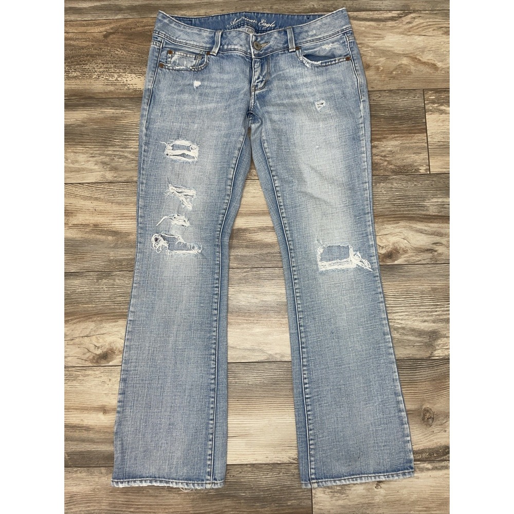 American‎ Eagle Jeans Womens 6R Blue Slim Bootcut Low Rise Stretch Boho